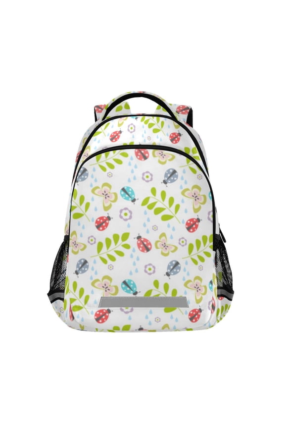 Cute ladybug floral pattern Backpack with Chest Strap, Laptop Backpack, Travel Hiking Rucksack, Knapsack