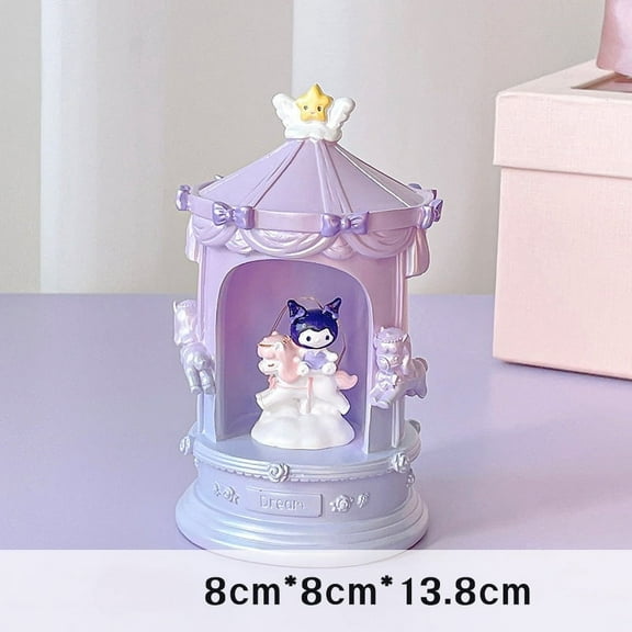 Cute luminous castle Carousel Kuromi Melody nightlight girls nightstand ambiance light Creative birthday gift student decoration