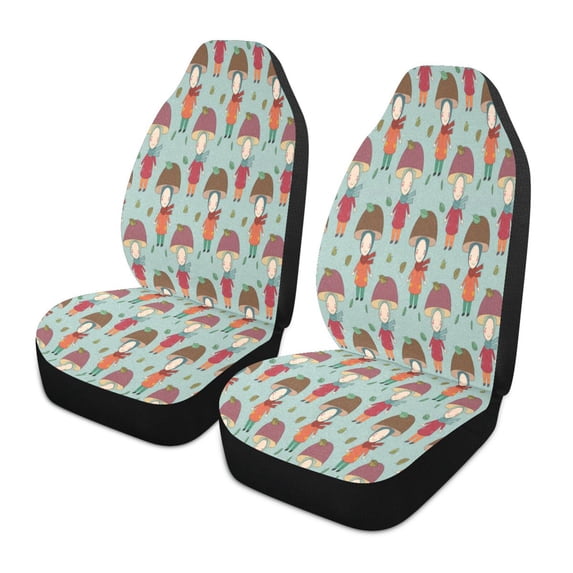 Cute mushroom girl autumn pattern Car Seat Covers Pack of 2 Universal Front Seat Protective Cover
