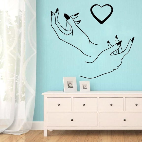 Cute nail salon heart Wall Stickers Self Adhesive Art Wallpaper Decor Living Room Bedroom Removable Vinyl Mural Decal 43x50cm