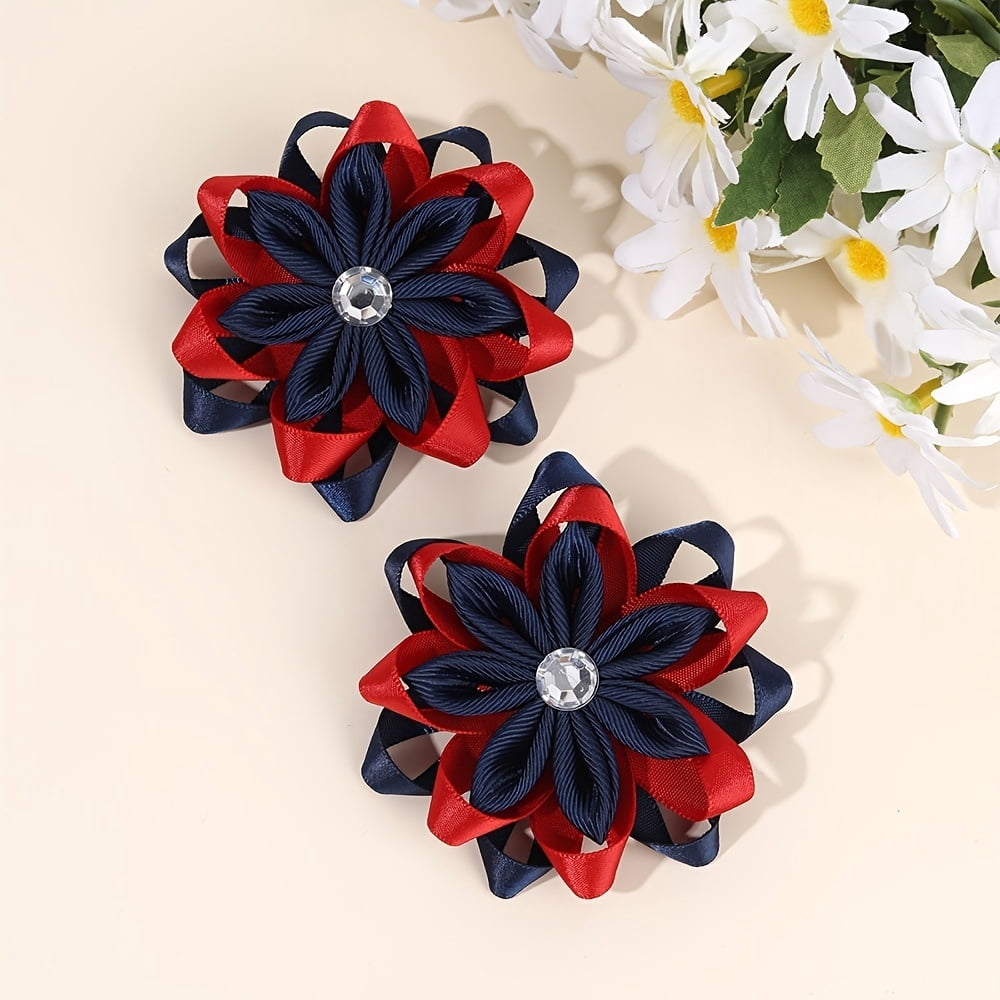 Cute non-slip flower ribbon hair clip for women - multi-color flower hair clip is suitable for daily hair accessories such as braided hair, ponytail and bun.