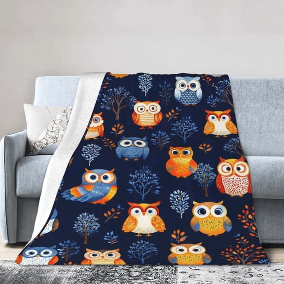 Cute owl Blanket owl Decor Cozy Animal Throw Super Soft Plush Flannel Fleece Blanket Gift for Adults Men Women Ultra Warm & Lightweight Flannel 50x40