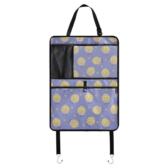 Cute owls glasses pattern purple 118 Pack Kick Mat Backseat Protector,Car Seat Back Protectors with Pocket Storage Organizer for Car, SUV, Minivan or Truck Seats