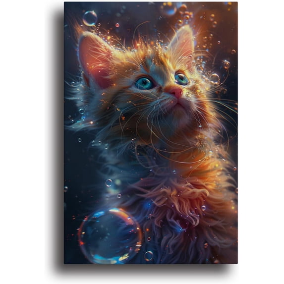 Cute pet cat Canvas Wall Art for Living Room Office Bedroom Decor, Road Wall Pictures, Painting for Bedroom Bathroom Wall Decor - 8x12 inch Unframed