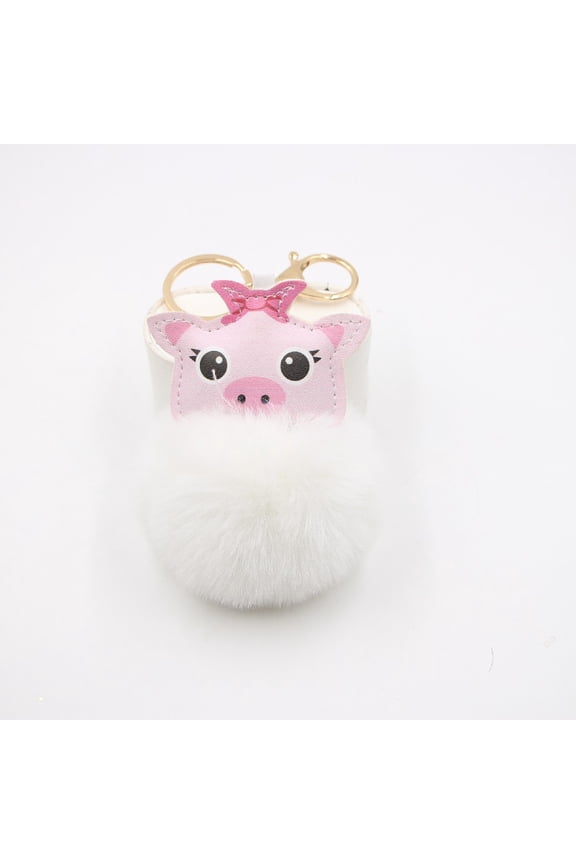 Cute pig pom-pom keychain bag accessory pendant