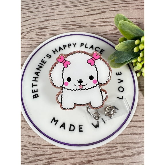 Cute poodle retractable badge reel, poodle dog badge holder, ID holder, dog gifts, nurse ID holder, veterinarian, dog lanyard, poodle gifts
