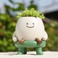 thumbnail image 1 of Cute pots for plants flower pot smiley face rocking chair planter with drainage hole funny indoor succulent planter for plant lovers moms grandmas head-shaped gift for Mother's Day birthday, 1 of 4