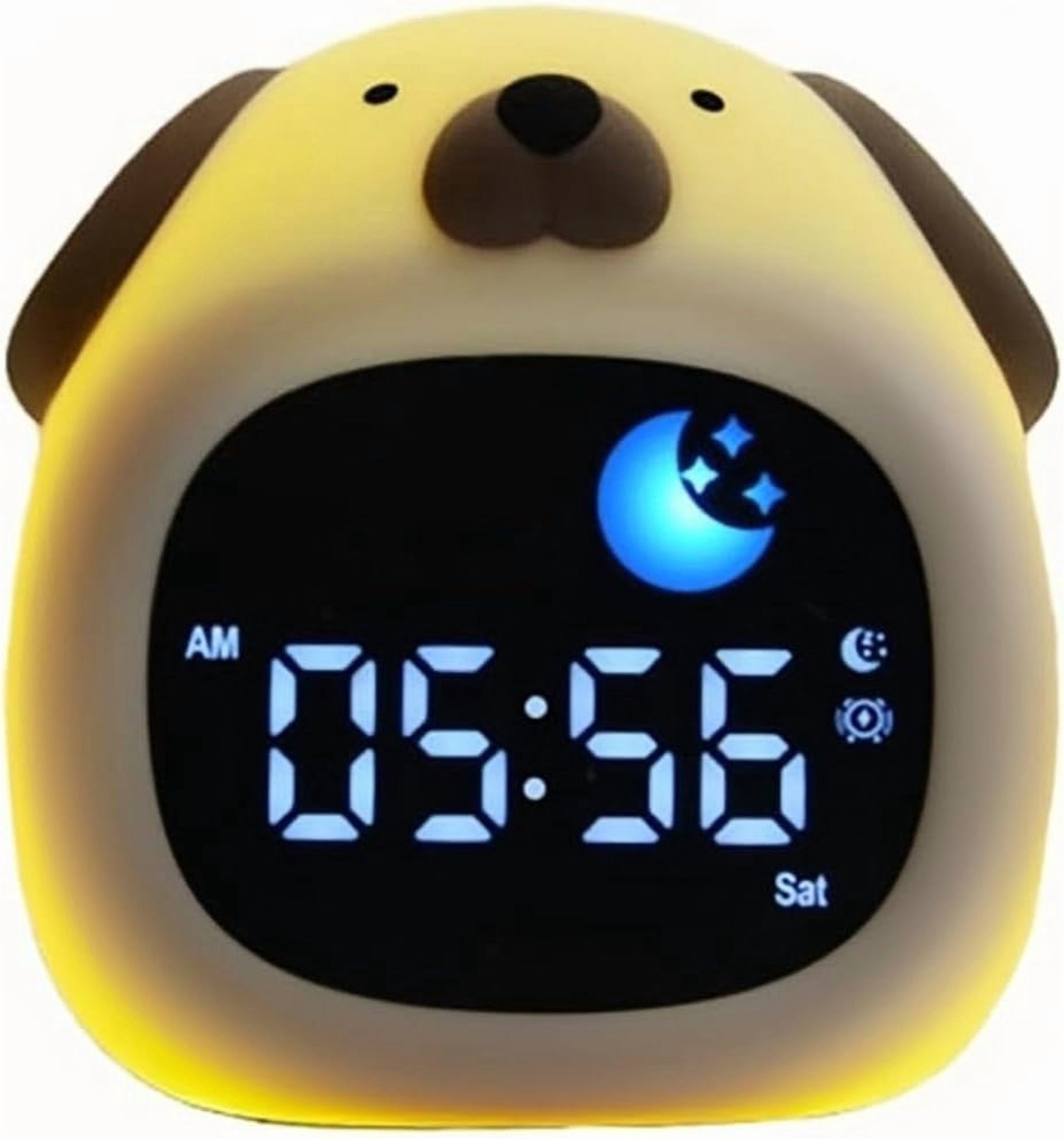 Puppy Animal Alarm Clock With Night Light, USB Rechargeable Sleep Trainer With 6 Music Modes For Bedroom