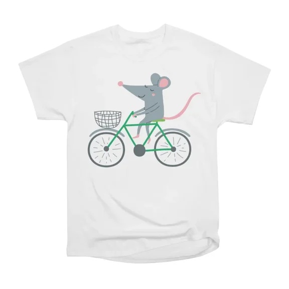 Cute rat riding bicycle T-Shirt Tee Gift For Him Merch For Her Apparel For Friend