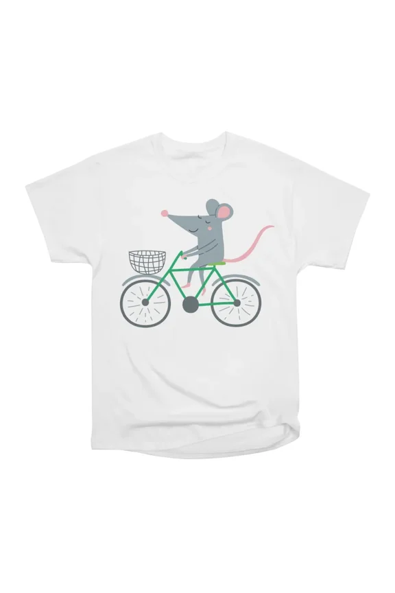 Cute rat riding bicycle T-Shirt Tee Gift For Him Merch For Her Apparel For Friend