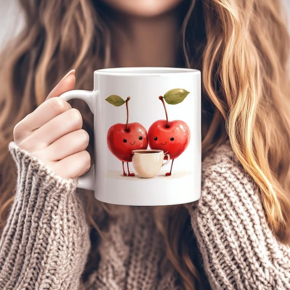 Cute ry Mug, Kawa Fruioffee Cup oz, Adorable ries Tea Cup, Cute Food Lover Gift, rovers Mug, Whimsil Coffee Mug.