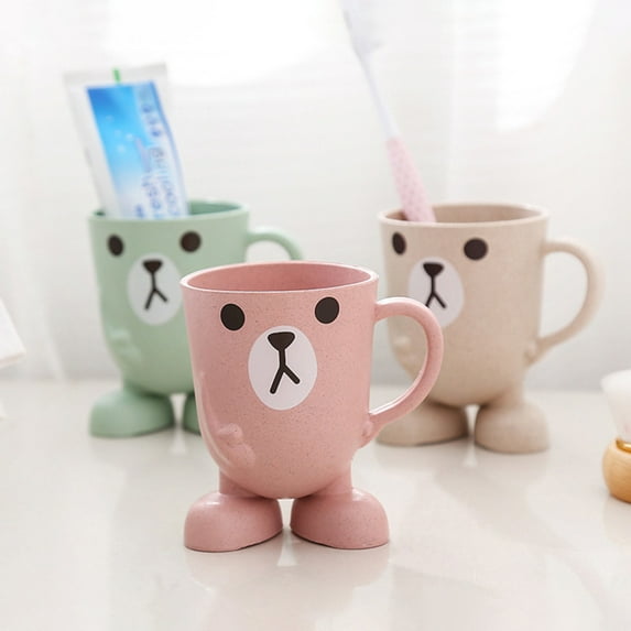 Cute 's Straw Mouthwash Cup, Drop-Proof Eco-Friendly Plastic Tooth Cup, BPA-Free Toothbrush Rinsing Tankard for Kids, Students, Couples, 10x7cm, Assorted Colors, 1 Piece