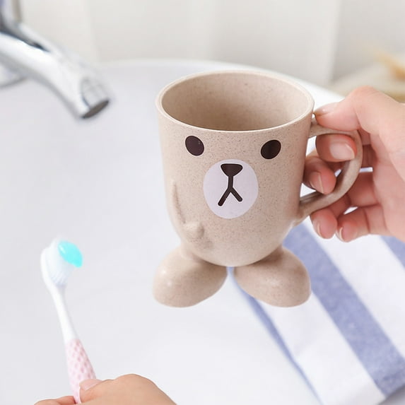 Cute 's Straw Mouthwash Cup, Drop-Proof Eco-Friendly Plastic Tooth Cup, BPA-Free Toothbrush Rinsing Tankard for Kids, Students, Couples, 10x7cm, Assorted Colors, 1 Piece