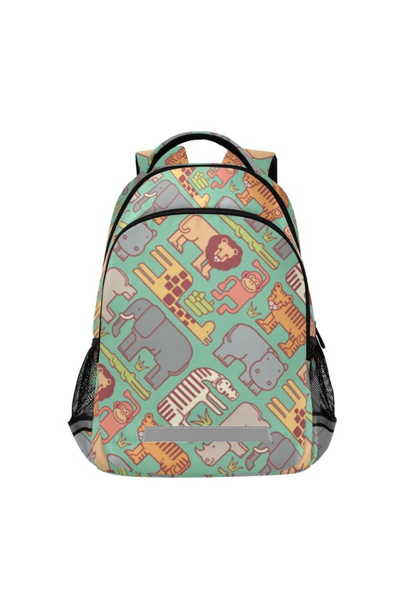 Cute safari animal pattern Backpacks with Safety Reflective Strips, Travel Bag, Backpack