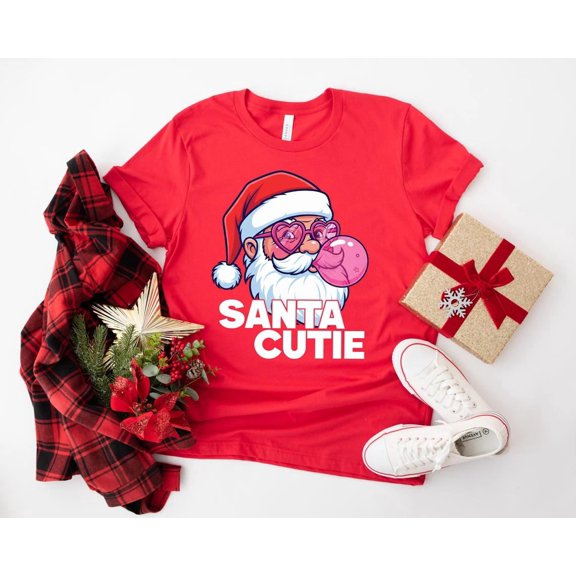 Cute season T-shirt with Santa Cutie Bubble Gum Design, Cozy T-shirt for Men and Women, Fun season, Festive Winter Style, F6087 All Size S-5Xl