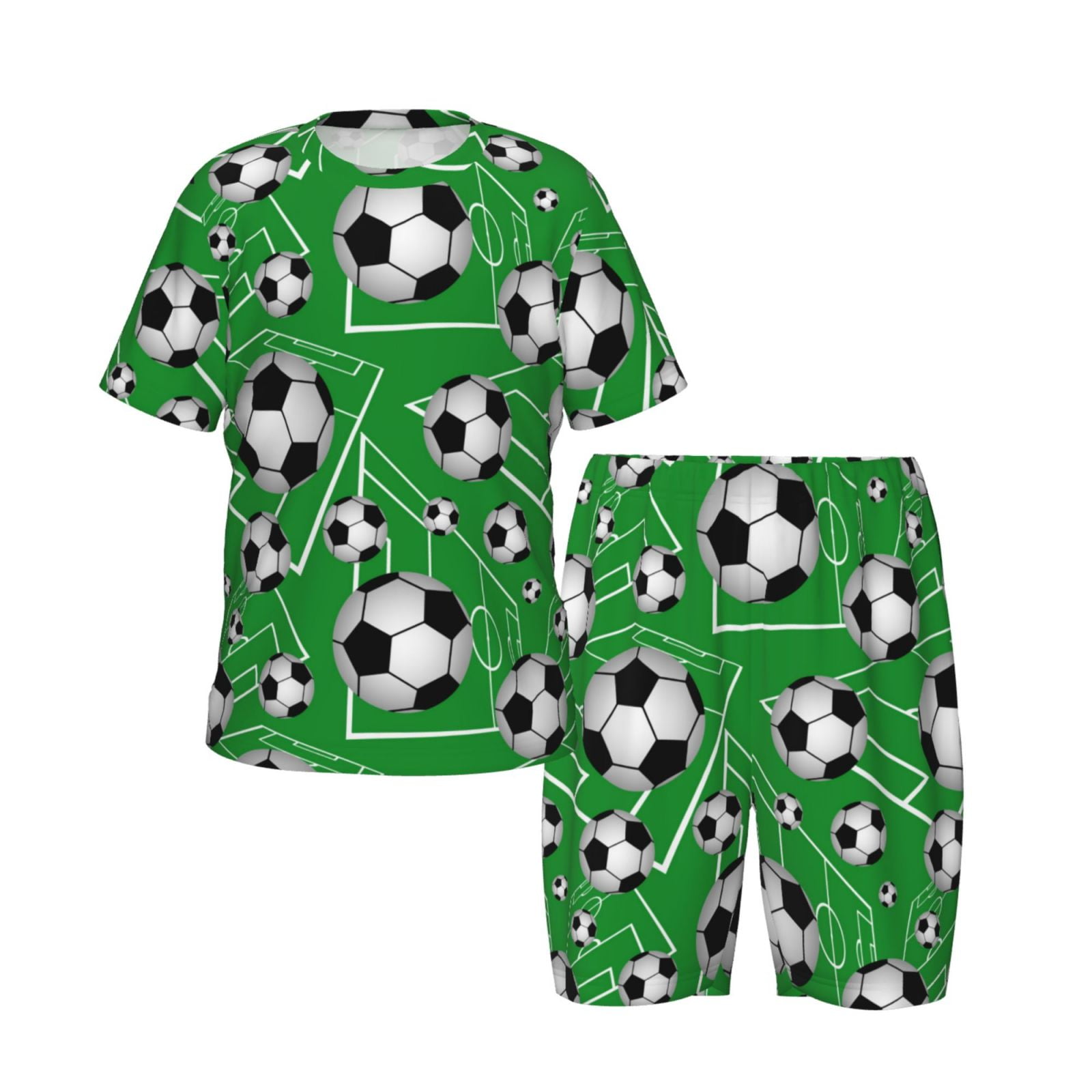 Cute soccer balls green Boys Girls Pajamas, Kids Toddler Pajama Sets