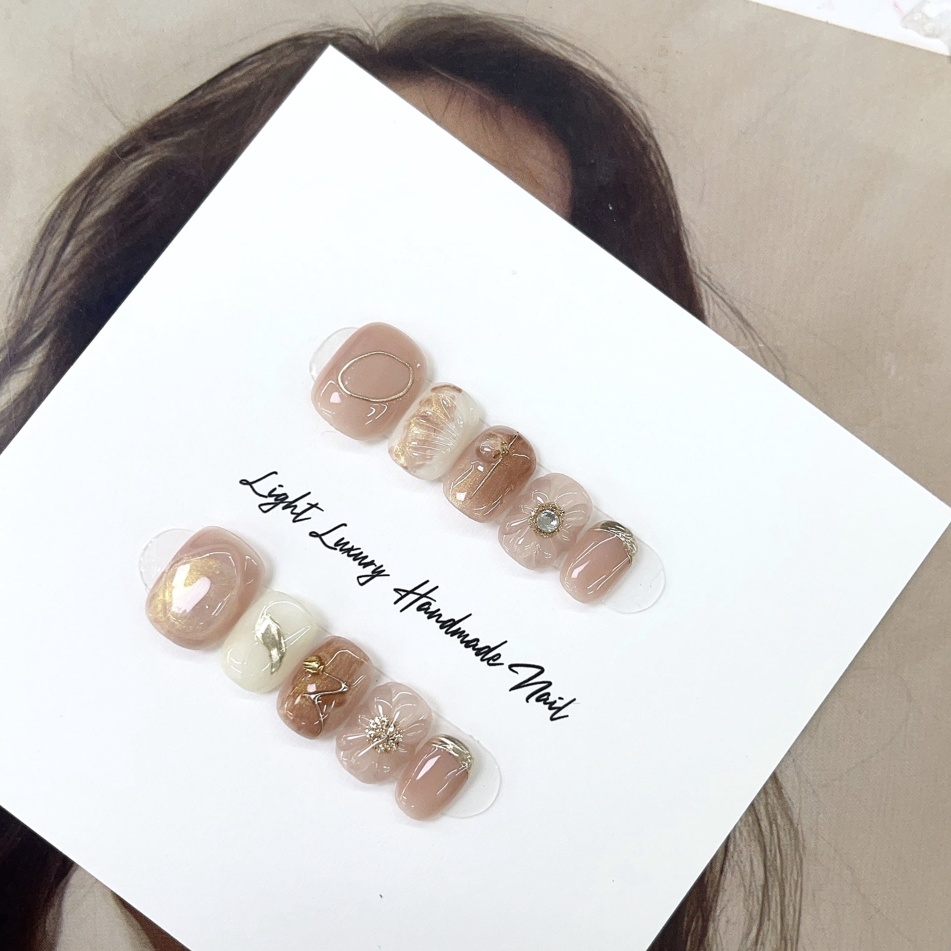 Cute styling glue small short armor hand-worn nail piece light luxury pure handmade high quality control nail