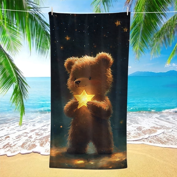Cute teddy bear beach towel, versatile, soft, suitable for beach, picnic, travel, a variety of sizes to choose from, the perfect gift for teddy bear lovers