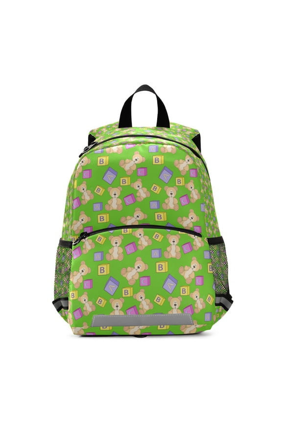 Cute teddy bear block pattern Teenage Backpack Middle Students Bookbag Outdoor Daypack