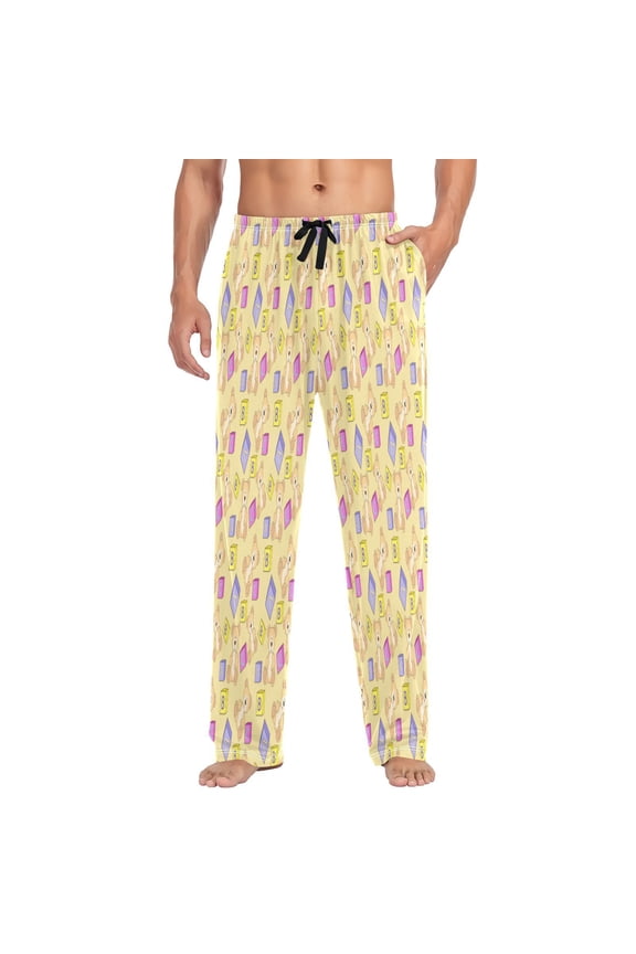 Cute teddy bears ABC blocks Men's Pajama Pants Ultra Bottoms Sleepwear Bottom Pants with Pocket Drawstring