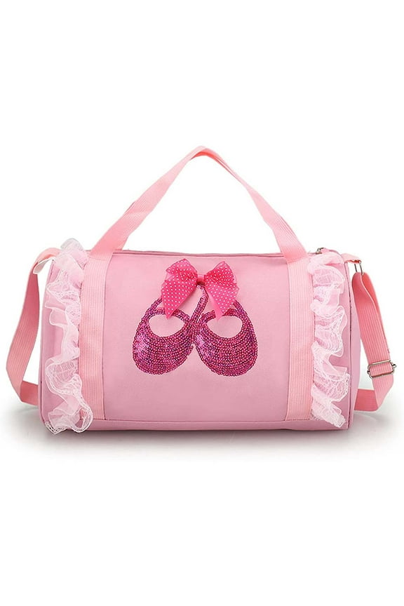 Cute toddler,Ballet Bag For Little Girl Ballet Bag Small Duffle Bag Backpack Gym Bag For Girls (Pink Shoes) 32*19*19cm