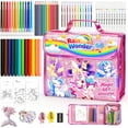 thumbnail image 1 of homicozy 106PCS Scented Washable Markers Set,Arts and Crafts Kit for Girls Ages 4-6-8-10,Travel Coloring Drawing Art Supplies with Unicorn Glitter Pencil Case,Ideal Birthday Gift for Kids, 1 of 8