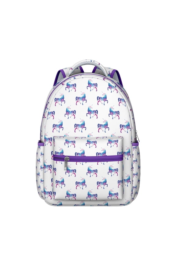 Cute unicorn and rainbow print Student’s backpack, cartoon galaxy and moon theme, breathable straps, waterproof material, ideal for school and outdoor travel