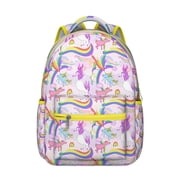 Cute unicorn and rainbow print Student s backpack, cartoon galaxy and moon theme, breathable straps, waterproof material, ideal for school and outdoor travel