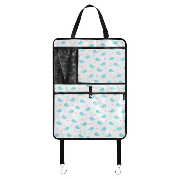 Cute whale hearts bubbles pattern 126 Pack Kick Mat Backseat Protector,Car Seat Back Protectors with Pocket Storage Organizer for Car, SUV, Minivan or Truck Seats