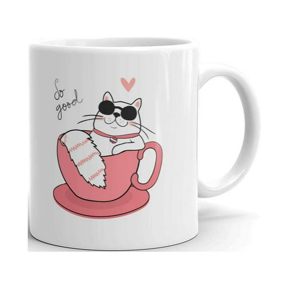 Cute white fat cat sleeping in a Mug Funny Coffee Tea Ceramic Mug Office Work Cup Gift 11 oz