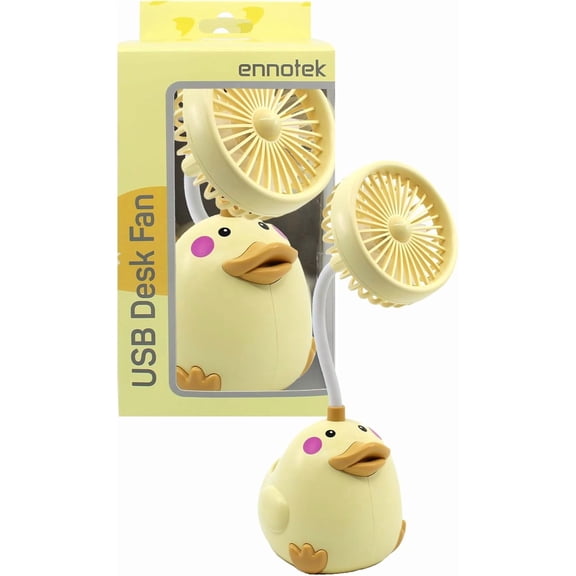 Cute yellow duck table fan with pen holderanimal fan, office duck decoration, fun accessories, small fan, unique teacher's gift, colleague's gift, novel decoration