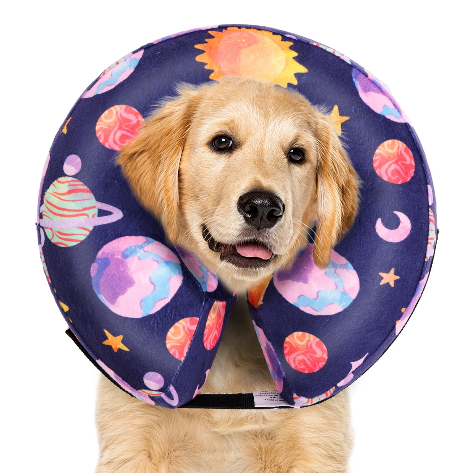 CuteBone Inflatable Dog Cone MMF7 with Removable Soft Fleece Covers for