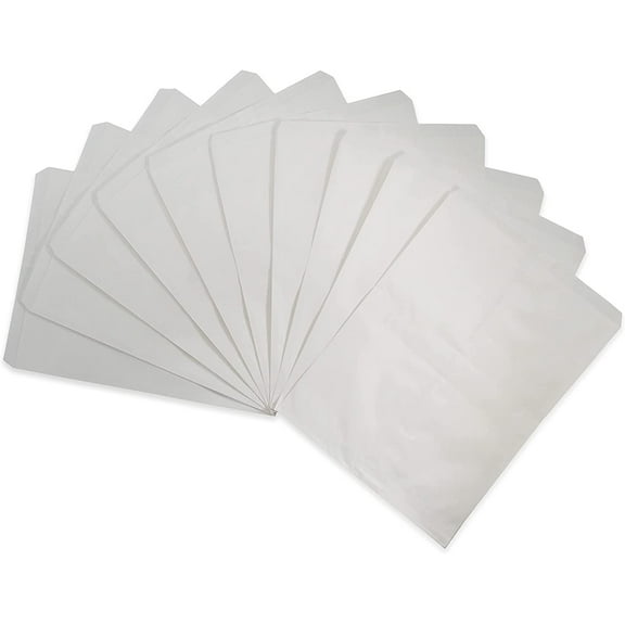 CuteBox 300pc White Flat Paper Gift Bags (8.5" x 11") for Merchandise, Crafts, Party Favors, Retail, Handmade Goods, Arts and Crafts, Outdoor Events, Holidays, Weddings