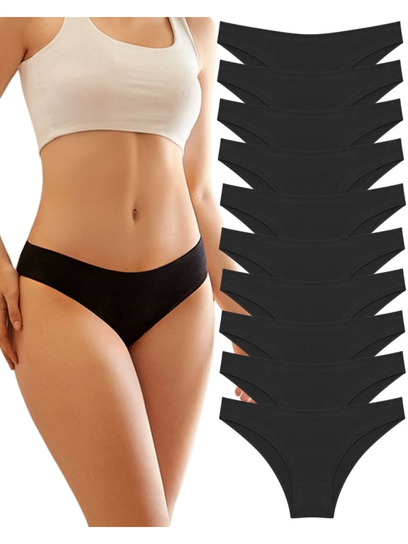 10 Pack Cotton Underwear for Women High Cut Breathable Hipster Womens Cheeky Bikini Panties L