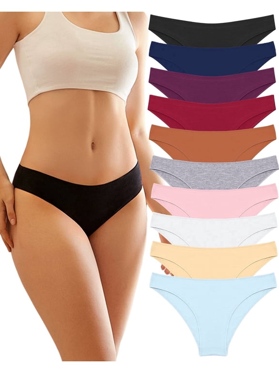 10 Pack Cotton Underwear for Women High Cut Breathable Hipster Womens Cheeky Bikini Panties M