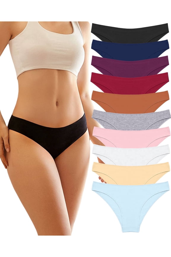 10 Pack Cotton Underwear for Women High Cut Breathable Hipster Womens Cheeky Bikini Panties S