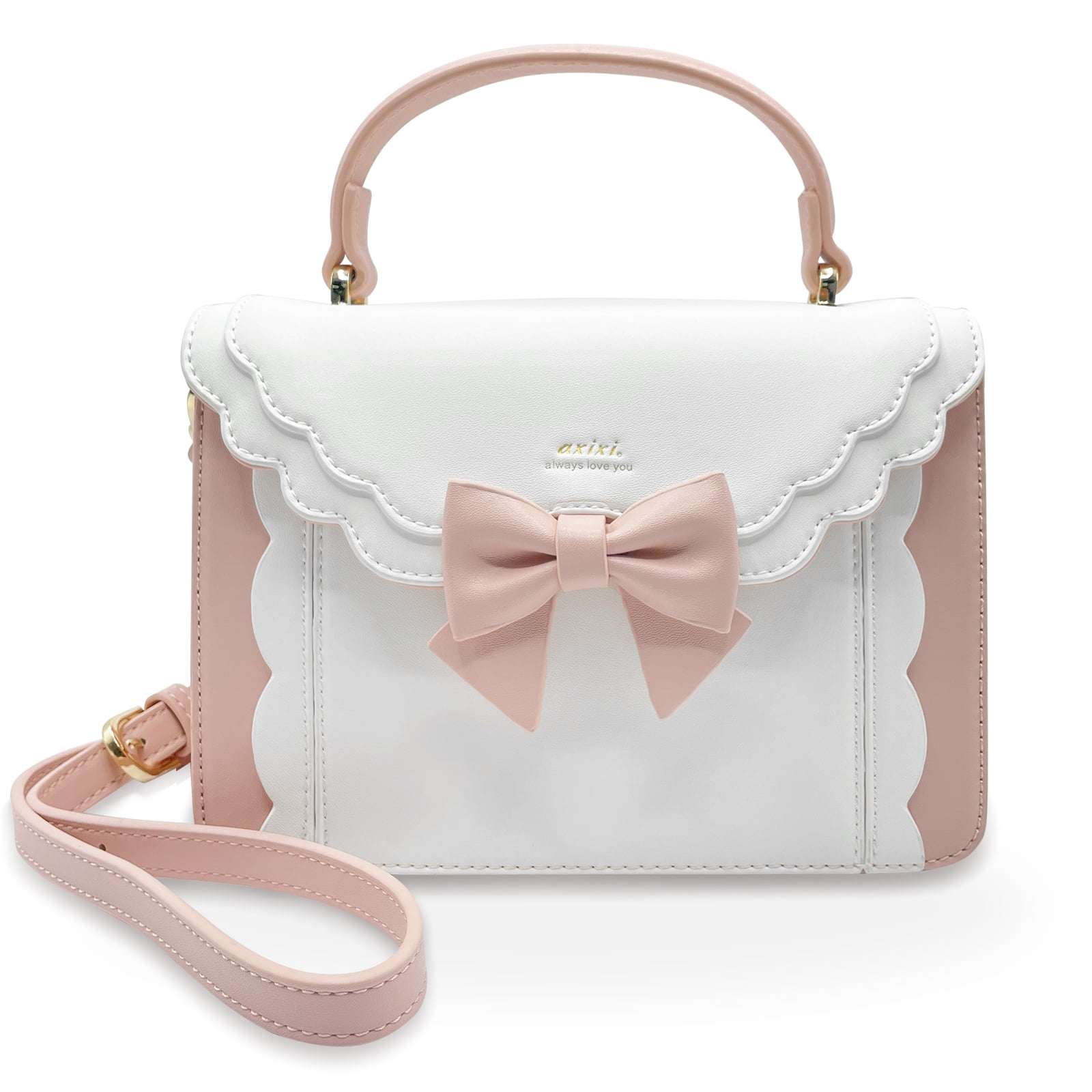 CuteStreet Handbags for Women Crossbody PU Leather Satchel Bags Over the Shoulder Removable Adjustable Bow