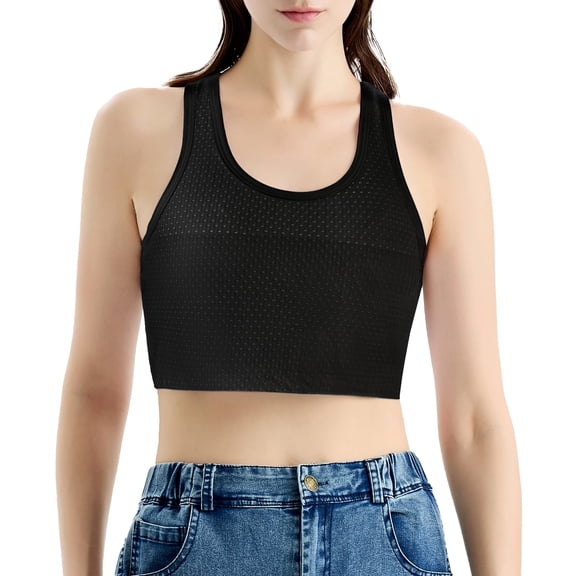 CuteStreet Mesh Chest Binder Breathable and Strong Compression Pullover Tank Top Bra Binder
