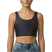 CuteStreet Pullover Chest Binder for Women Crew Neck Back Mesh Binder Bra Tank Top
