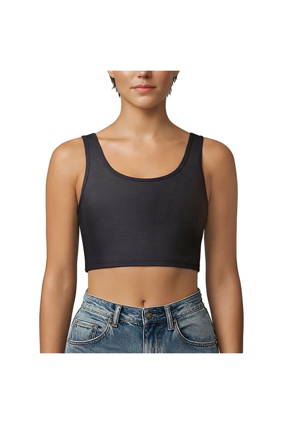 Pullover Chest Binder for Women Crew Neck Back Mesh Binder Bra Tank Top