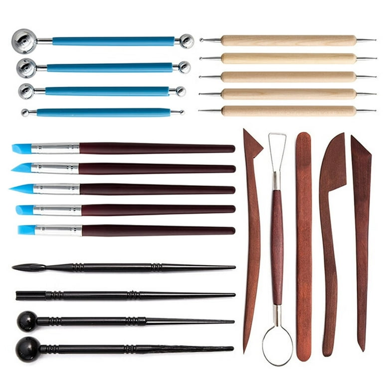 Cuteam 1 Set Pottery Tools Compound with 23 Pcs Pottery Tools Air-Dry Clay  Sculpting Tool Set All-Purpose Carving Shaping Cutting Scraping Brushing Modeling  Clay Tools 