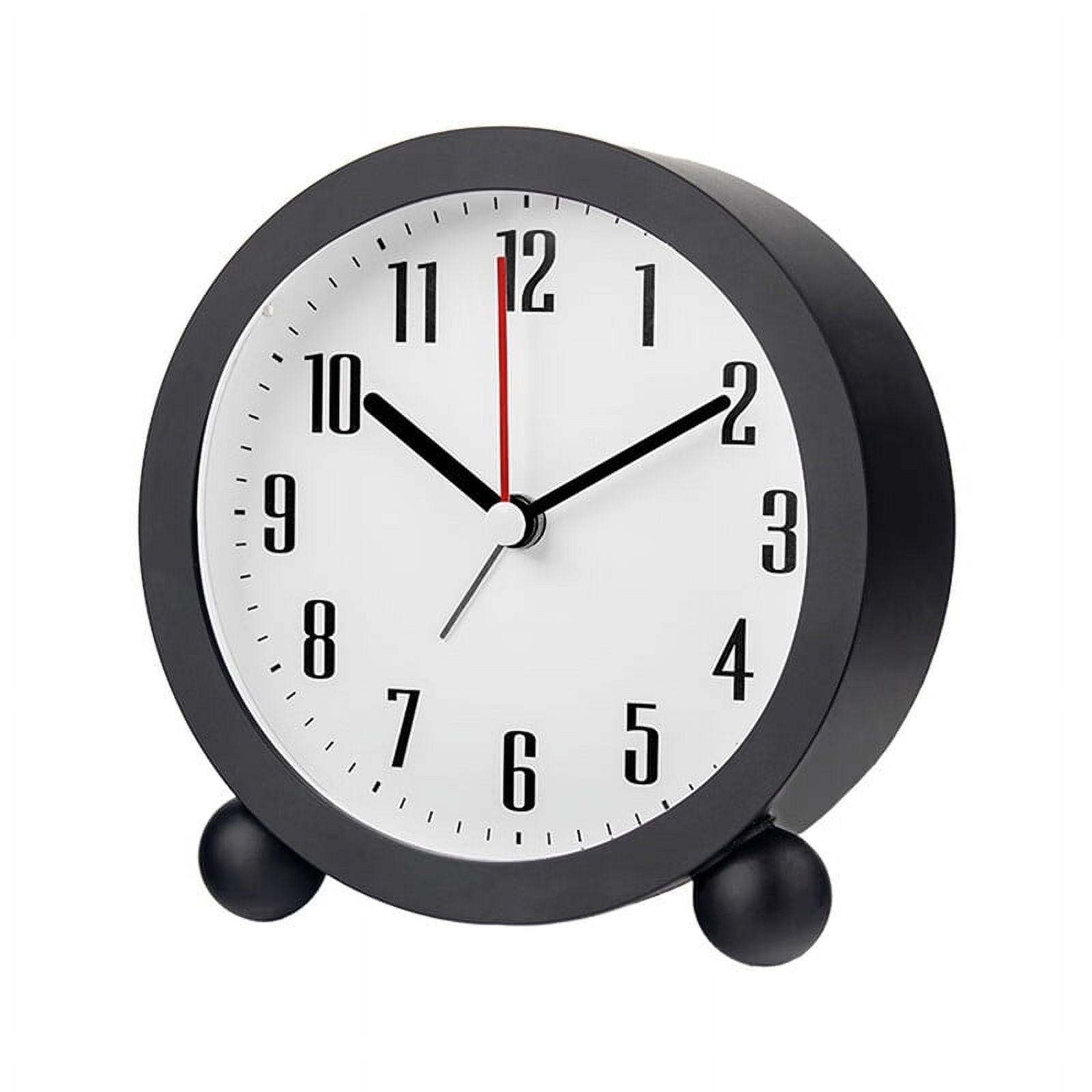 Cuteam Alarm Clock with Night Light Quiet Small Round Easy Set Battery