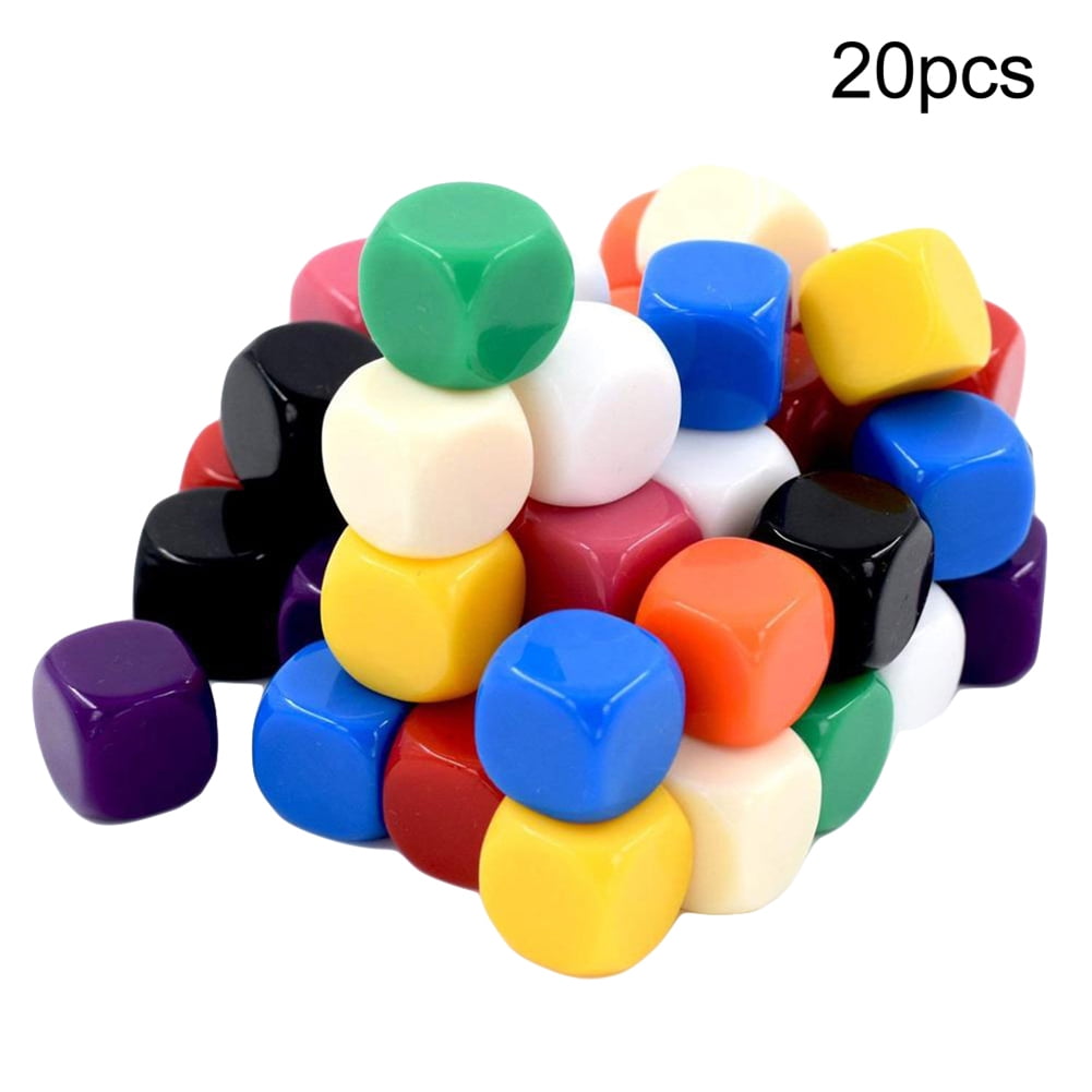 Cuteam Blank Dice,20Pcs 16mm Opaque Blank D6 Six Sided Dice Toy