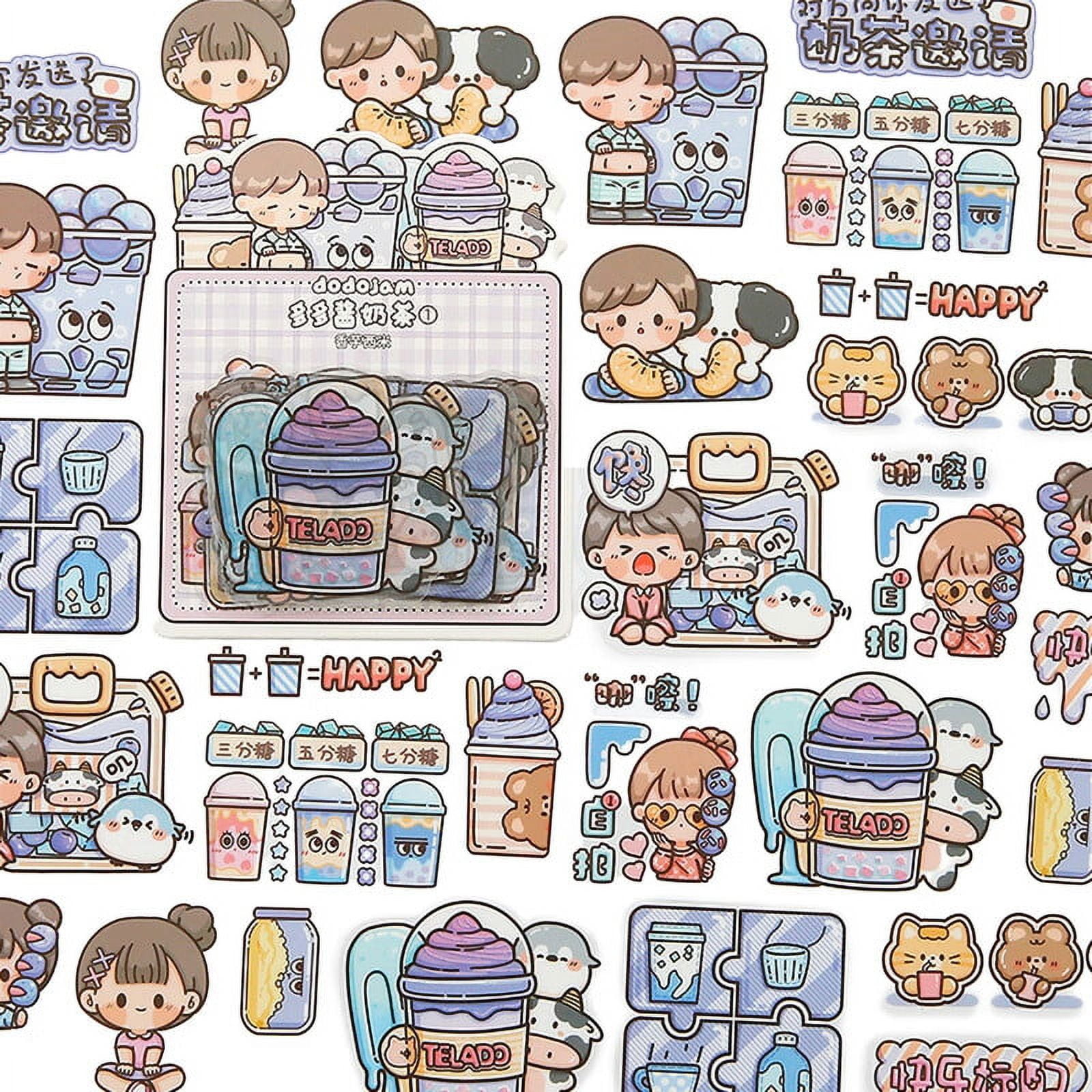 200 Sheets Cute Kawaii Stickers for Journaling, Cute Gril Cartoon  Transparent PET Waterproof Stickers DIY Crafts Aesthetic Scrapbooking  Supplies