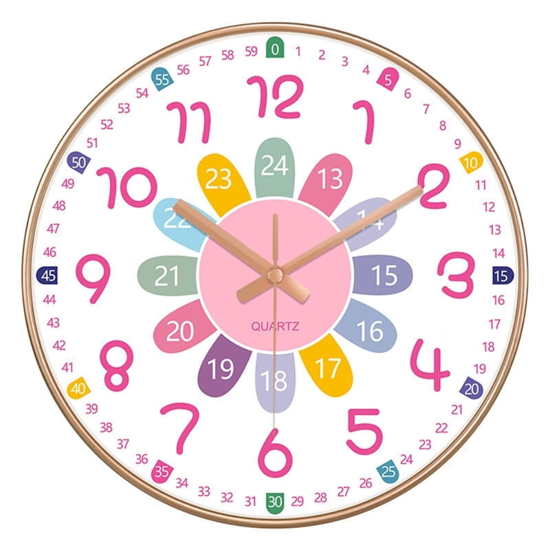 Cuteam Colorful Silent Wall Clock Bedroom Classroom Playroom Teach Time