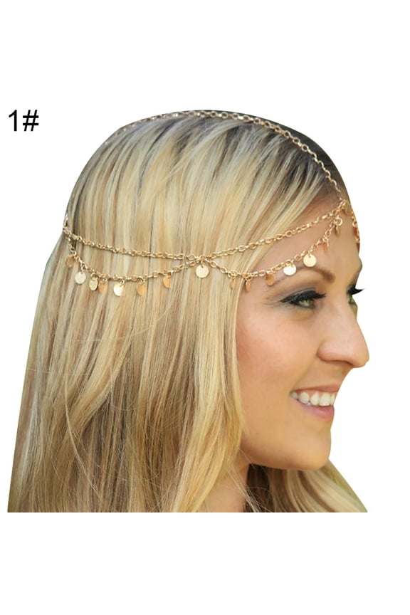 Indian Boho Beads Cross Pendant Bride Head Chain Headband Headpiece Jewelry