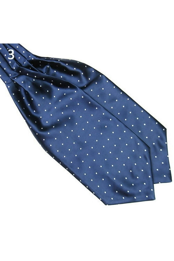 Men's Fashion Smooth Polka Dots Print Ascot Tie Neck Tie Silk Blend Scarf Cravat
