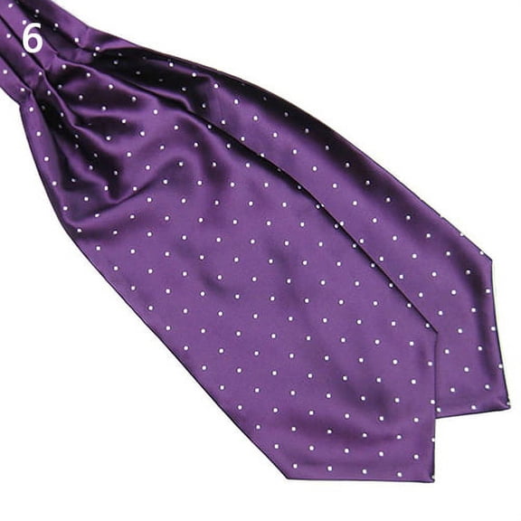 Cuteam Men's Fashion Smooth Polka Dots Print Ascot Tie Neck Tie Silk Blend Scarf Cravat