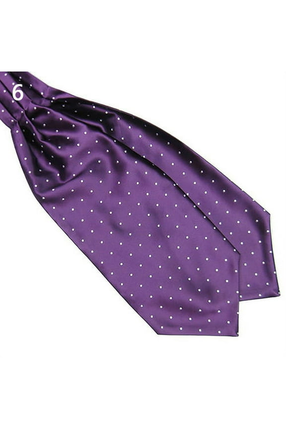Men's Fashion Smooth Polka Dots Print Ascot Tie Neck Tie Silk Blend Scarf Cravat