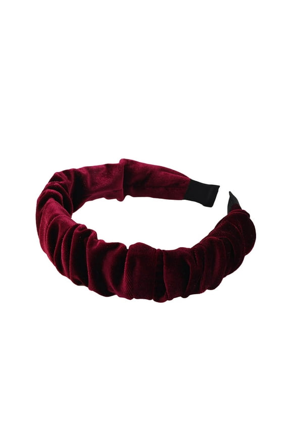 Vintage Women Solid Color Pleated Velvet Headband Hair Hoop Headwear Accessory